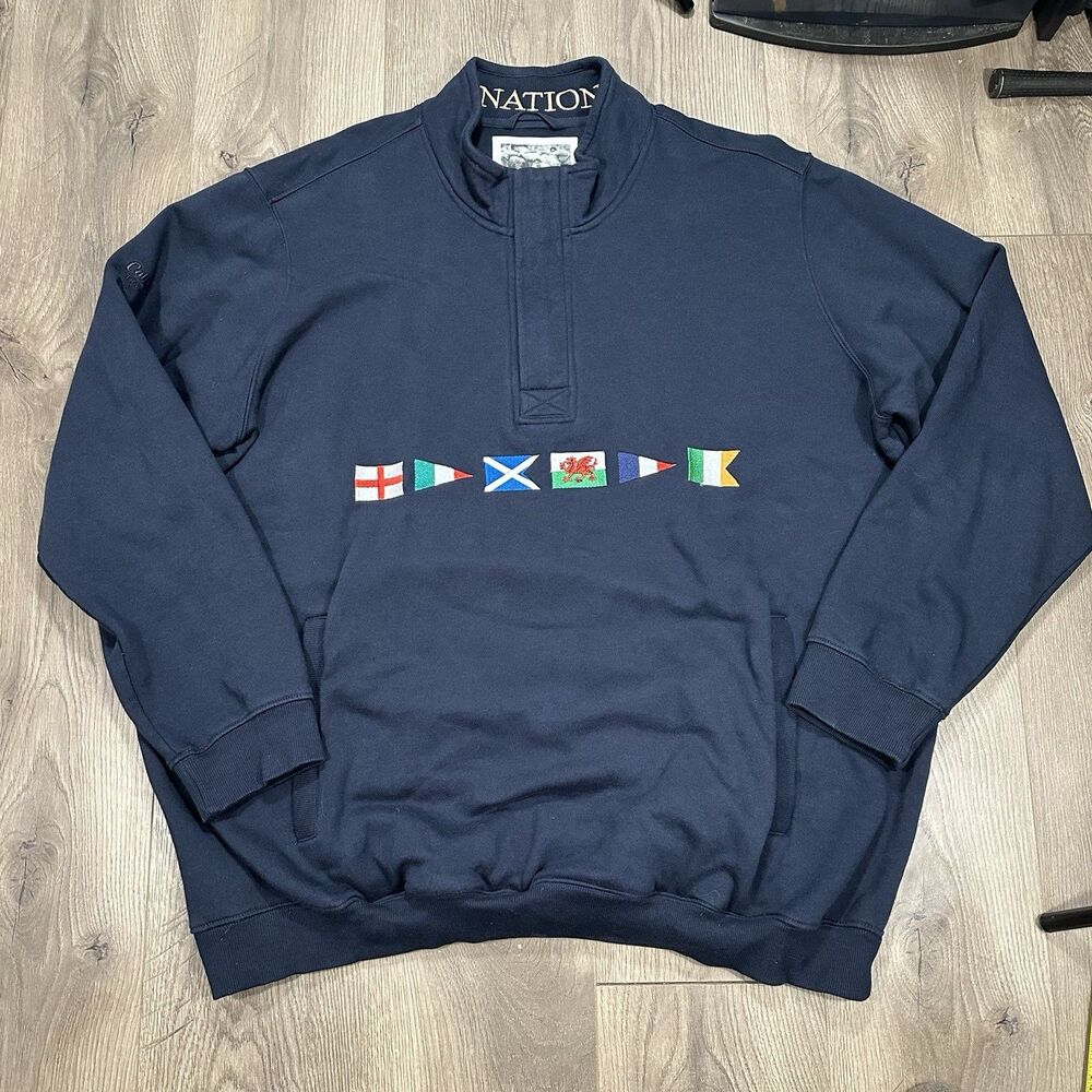 Cotton Traders Rugby Fleece Men 4XL Navy Blue 6 Nations Embroidered